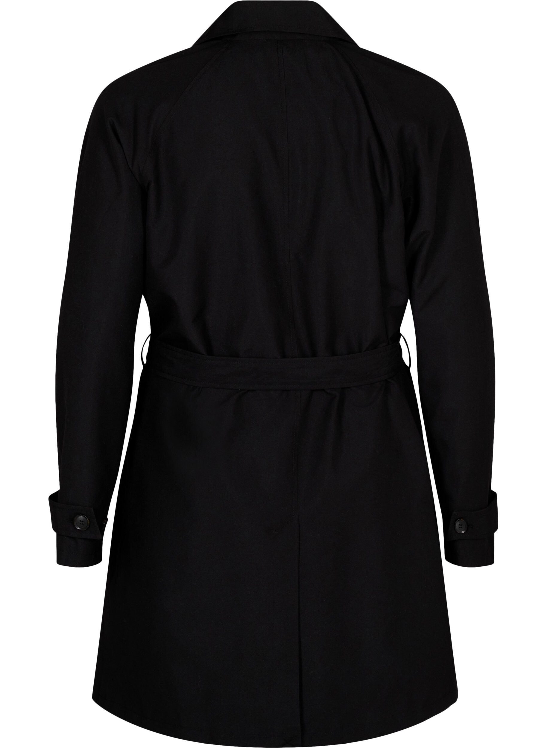 Zizzi Trenchcoat med belte og slisse, Black, Packshot image number 1