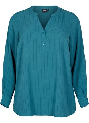 Zizzi FLASH - Skjortebluse med nålestriper, Grønn, Packshot image number 0