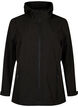 Kort softshell jakke med lommer, Black, Packshot image number 0