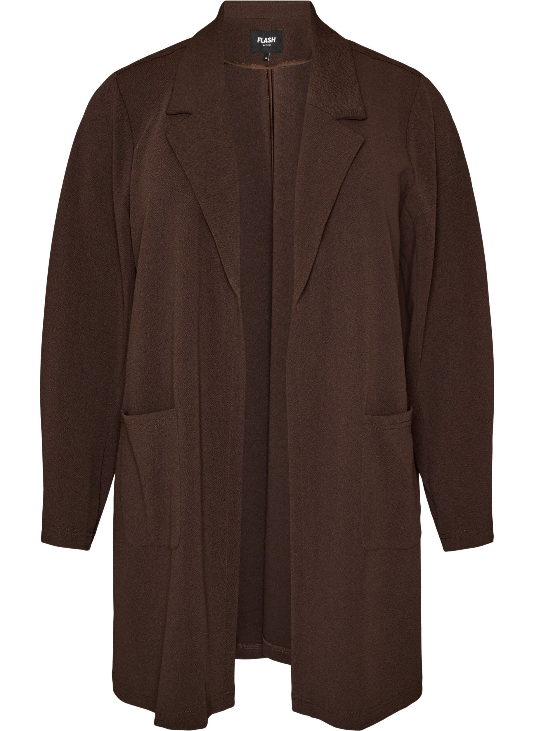 ZizziLang blazer med lommer, Brun, Packshot image number 0