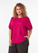 Bluse med tekstur og korte ermer, Rosa, Model image number 0