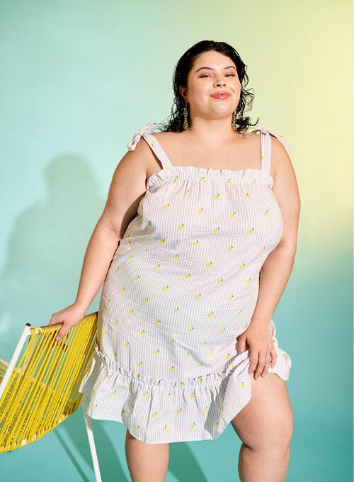 Kjole med sitronprint, , Model