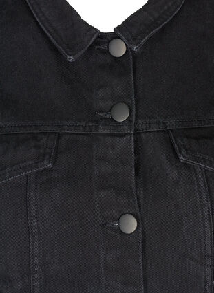 Kort denimjakke med rå kanter, Black, Packshot image number 2