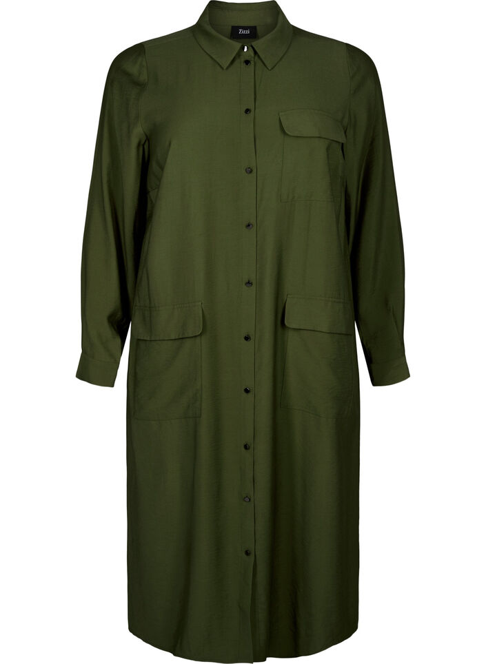 Skjortekjole med lommer, Winter Moss, Packshot image number 0