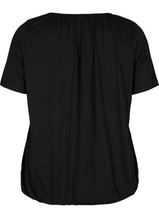 T-skjorte i viskose med strikk, Black, Packshot image number 1
