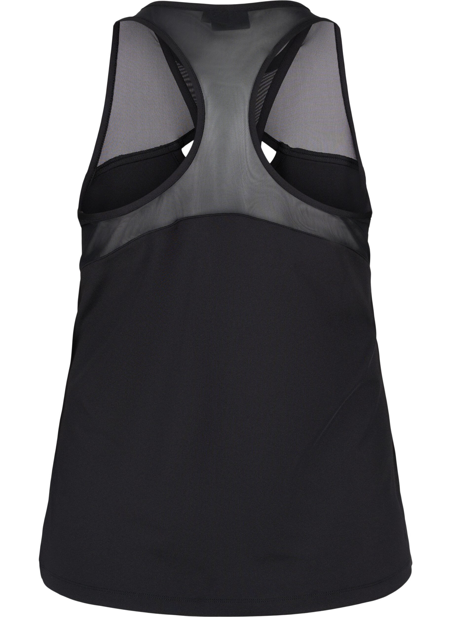Zizzi Treningstopp med mesh og bryterrygg, Black, Packshot image number 1