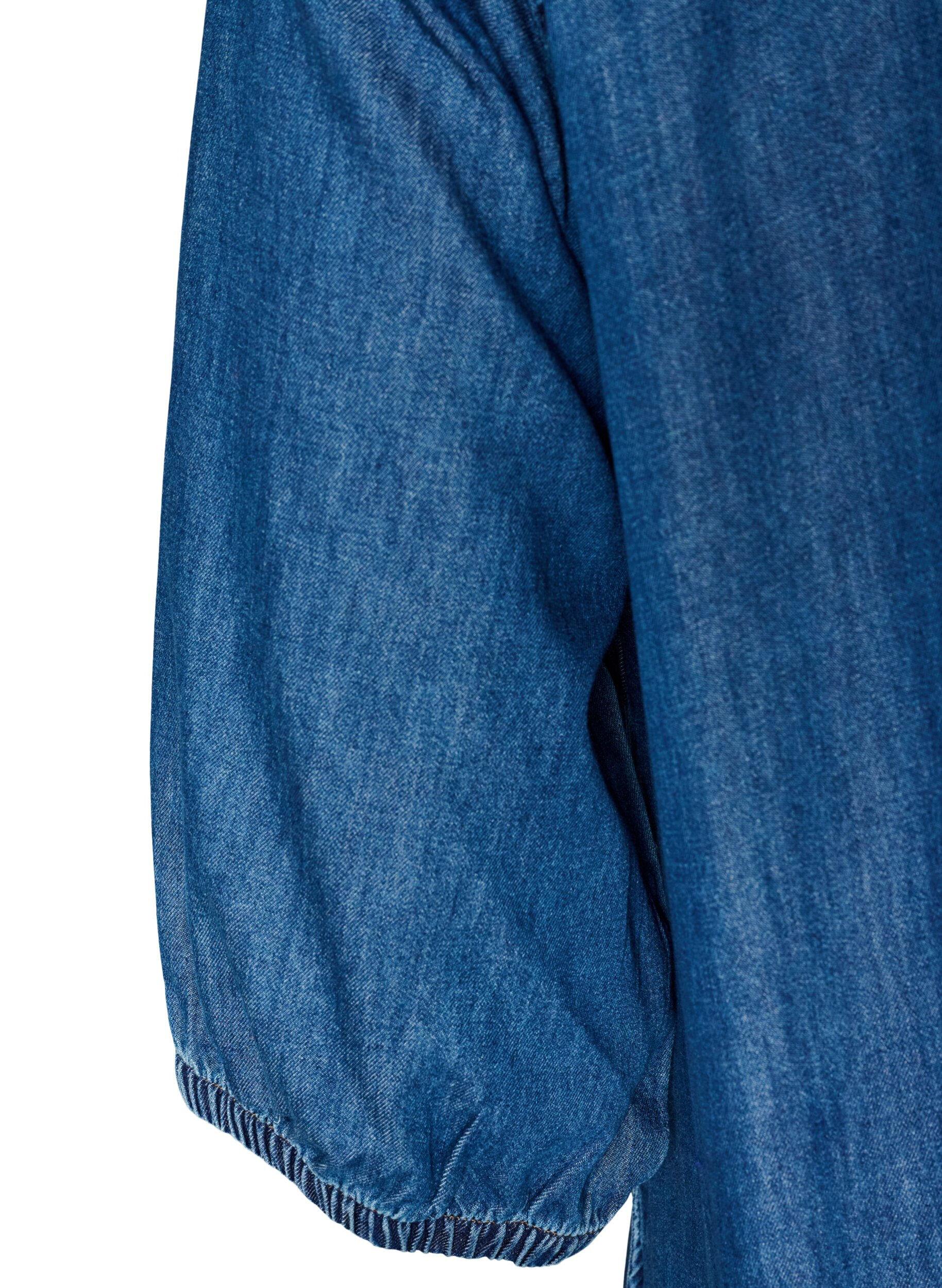 ZizziDenim maxikjole med volang lag, Bl&aring;, Packshot image number 3
