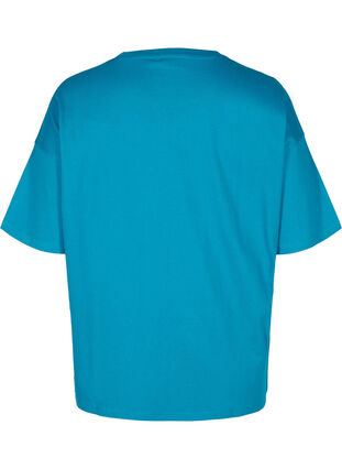 Kortermet T-skjorte i bomull, Fjord Blue, Packshot image number 1