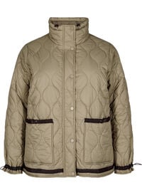 Kort quiltet jakke med kontrastdetaljer, Beige Kort quiltet jakke med kontrastdetaljer
