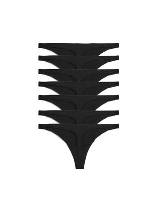 Zizzi 7-pakning med bomullsstring med lav midje, Svart, Packshot image number 1