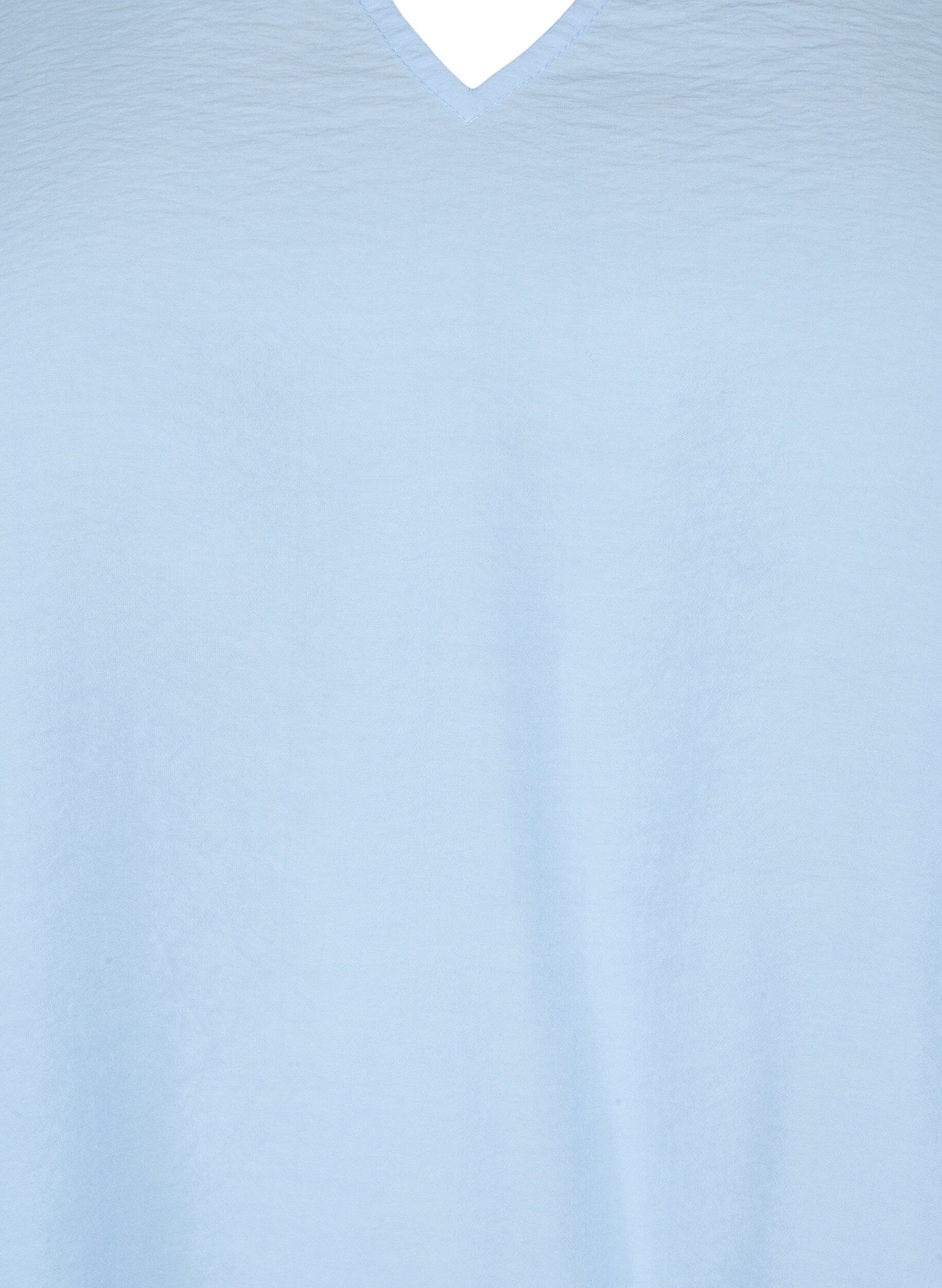 Zizzi Kortermet bluse i viskose med broderi, Bl&aring;, Packshot image number 2