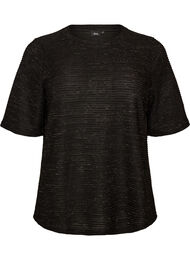 Bluse med tekstur og glitter, Svart