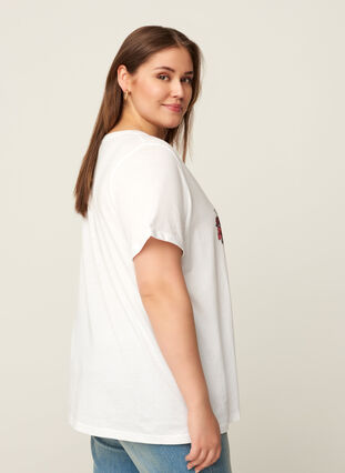 Kortermet t-skjorte med print, Bright White, Model image number 1