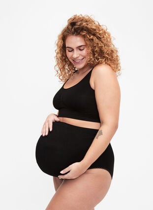 Sømløse truser for gravide, Black, Model image number 0