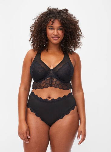 Blonde-BH med bøyle og mesh, Black, Model image number 2