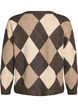 Argyle cardigan med rhinesteiner, Brun, Packshot image number 1