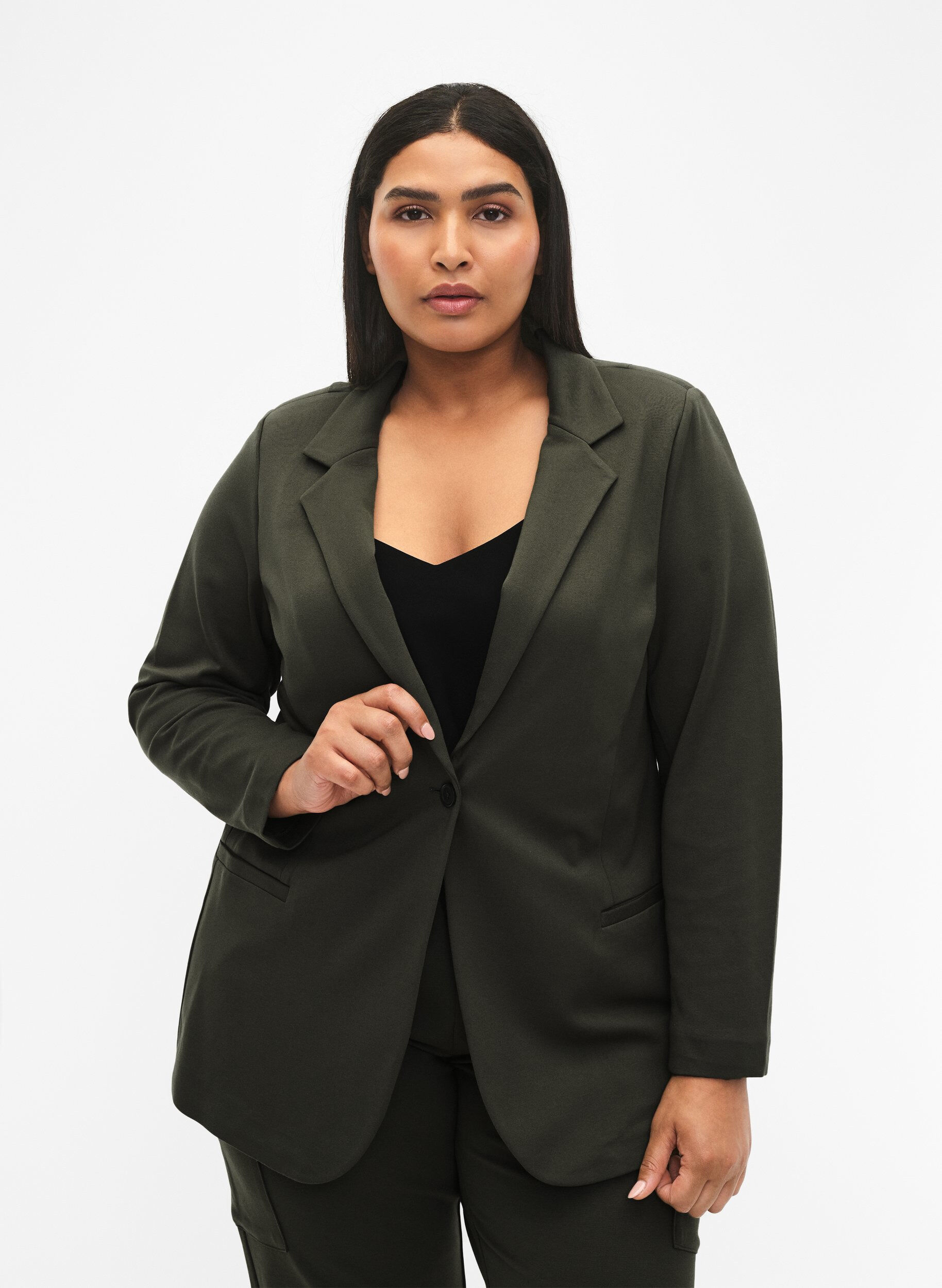 ZizziEnkel blazer med knappelukking, Gr&oslash;nn, Model image number 0