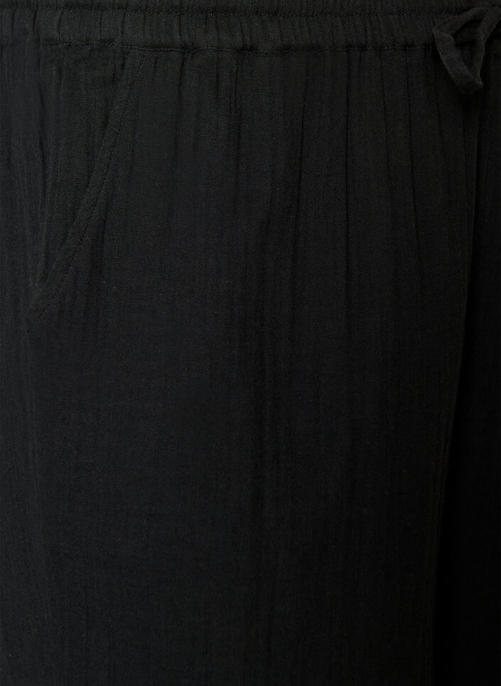 Loose fit bomullsmusselinshorts med h&oslash;y midje, Svart, Packshot image number 2