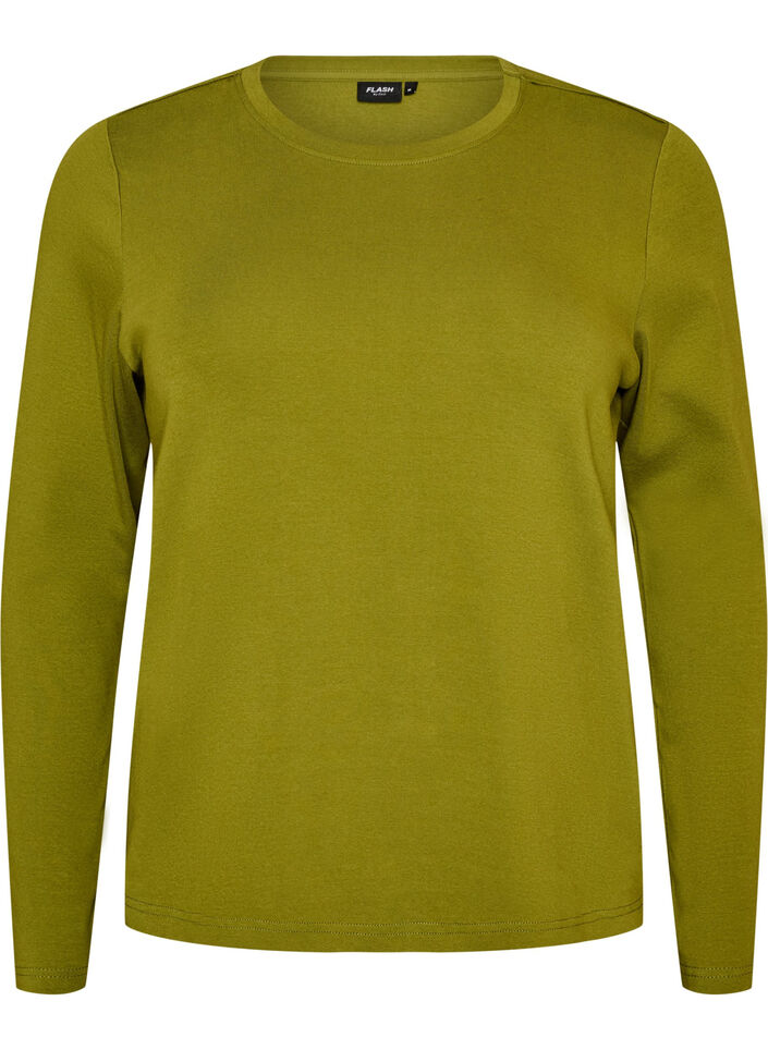 Langermet basis-T-skjorte med rund hals, Gr&oslash;nn, Packshot image number 0