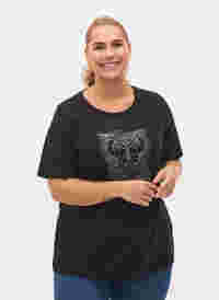 T-skjorter med nagler i økologisk bomull, Black Owl, Model