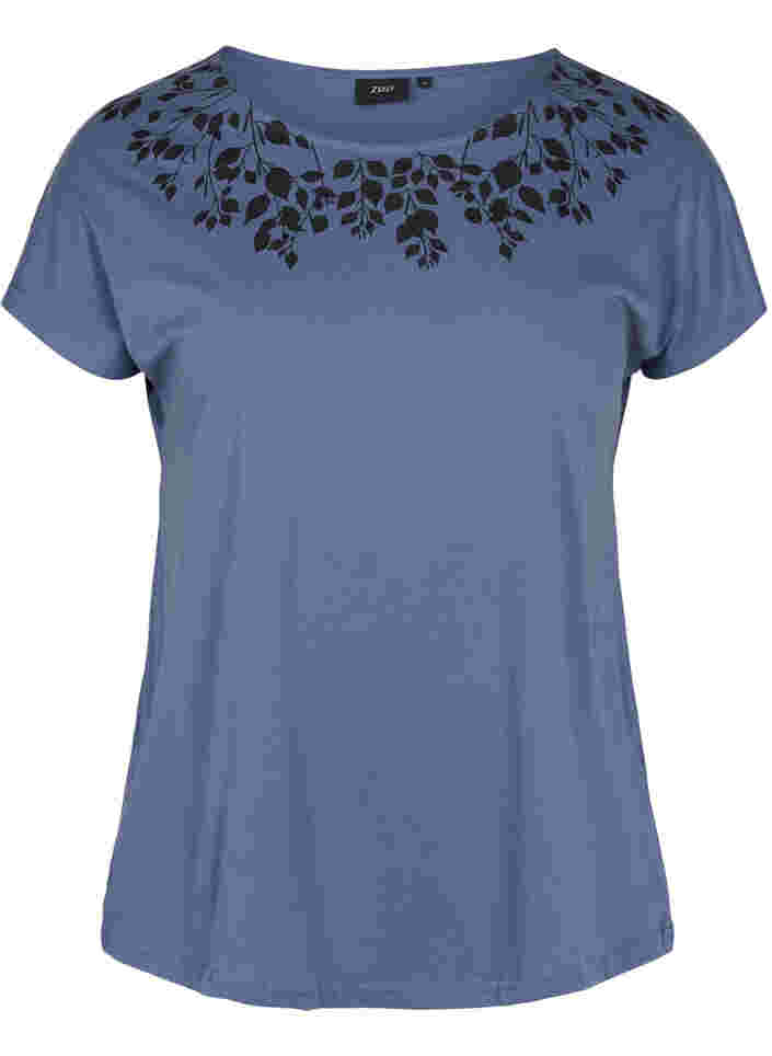 T-skjorte i bomull med mønster, Vintage Ind mel Leaf, Packshot image number 0