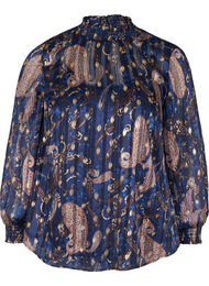 Mønstrete bluse med høy hals og smock, Paisley Foil