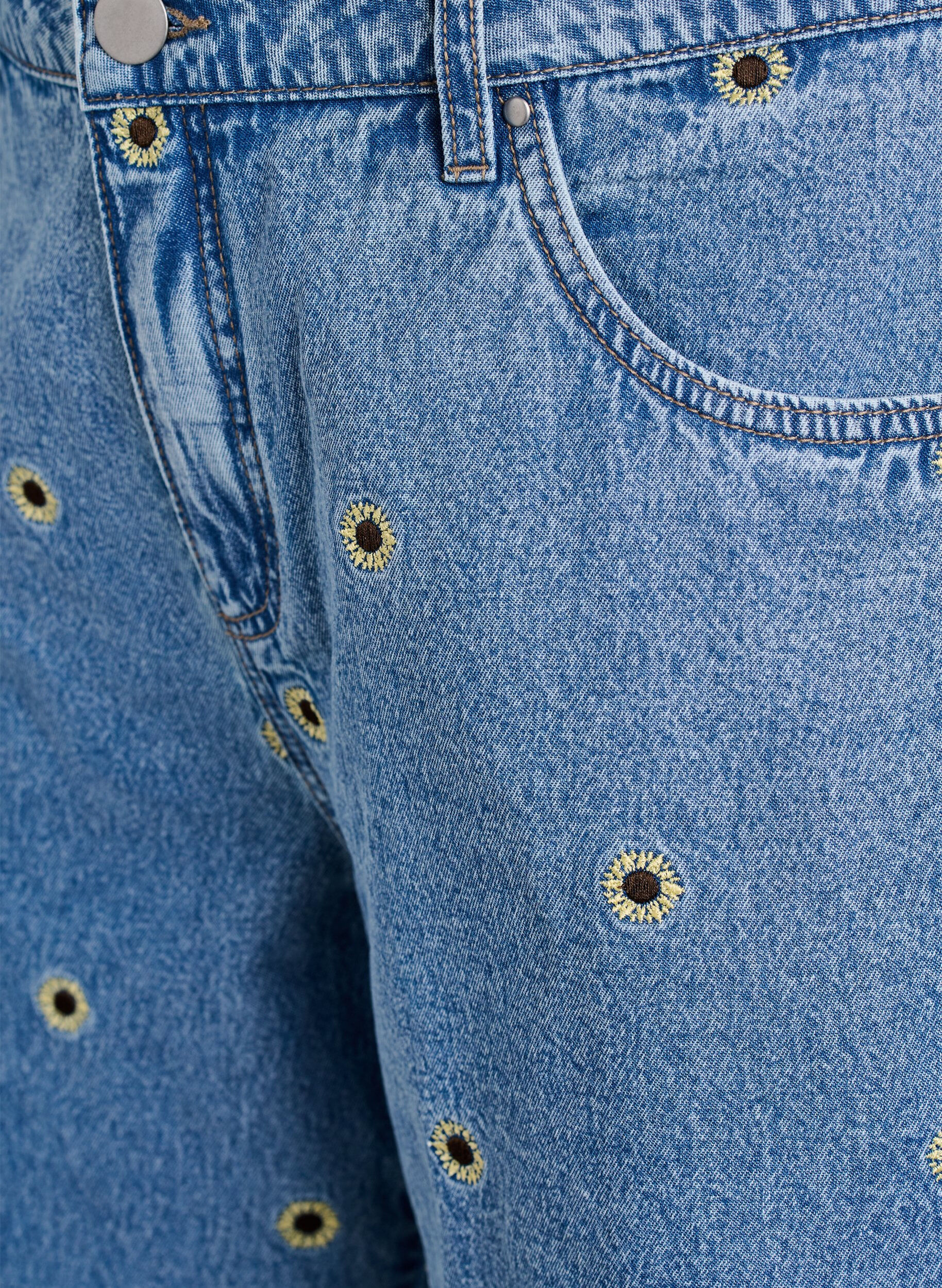 ZizziDongerishorts med broderte blomster, Bl&aring;, Packshot image number 2