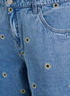 Dongerishorts med broderte blomster, Bl&aring;, Packshot image number 2