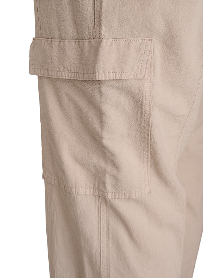 Loose fit cargobukser i bomull, Beige, Packshot image number 4