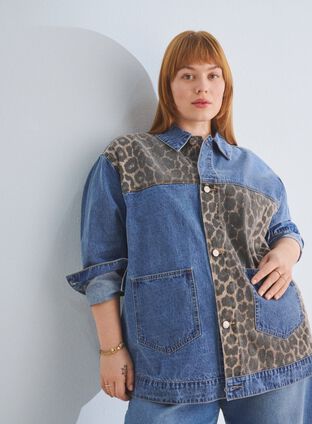 Zizzi Denim og leopard, , Model