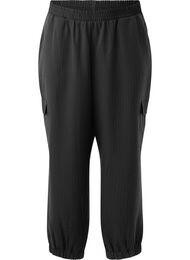 Bukse med cargolommer og elastisk midje, Black Sand Pin St.