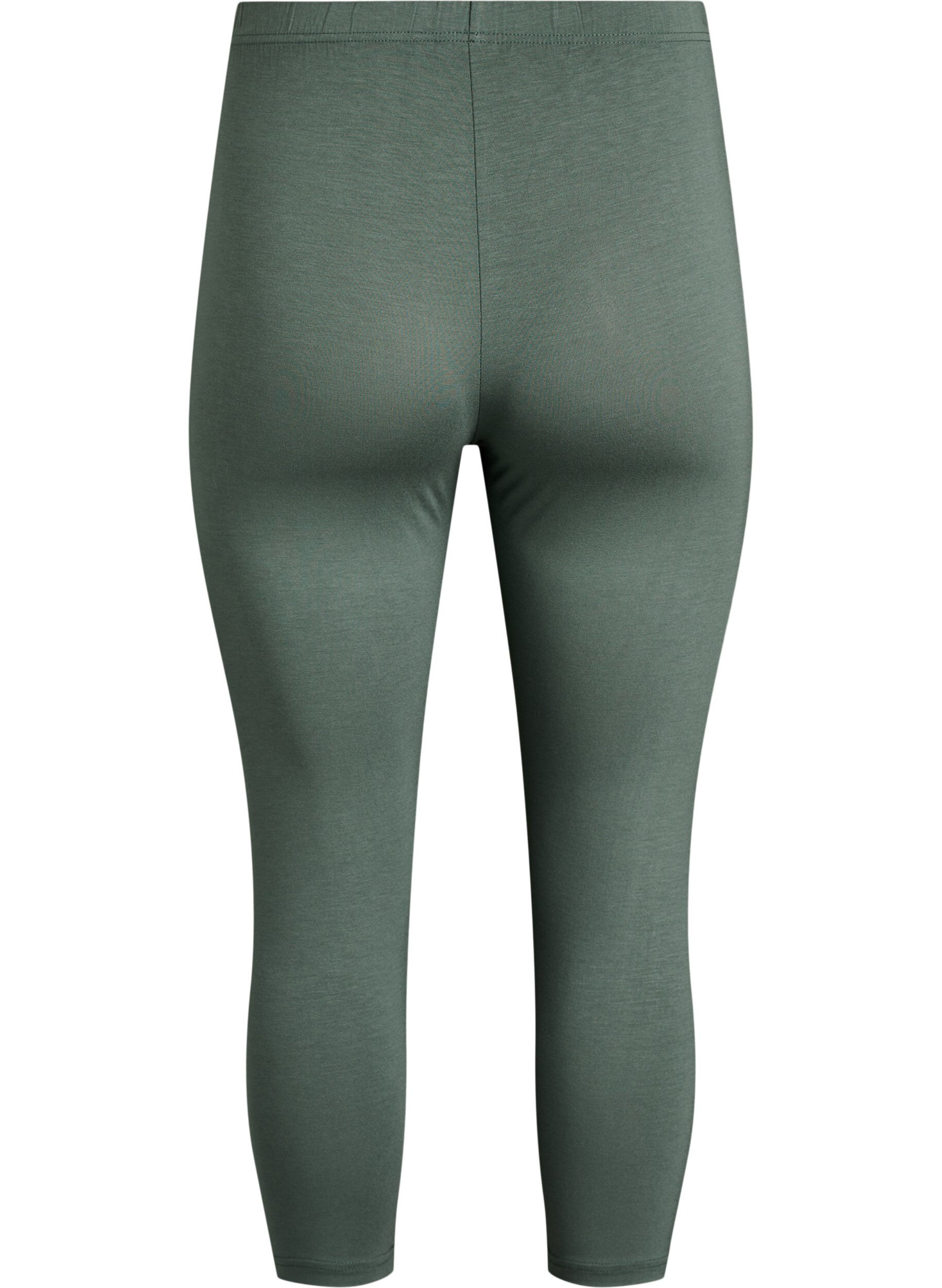 ZizziBasisleggings i viskose med 3/4-lengde, Gr&oslash;nn, Packshot image number 1