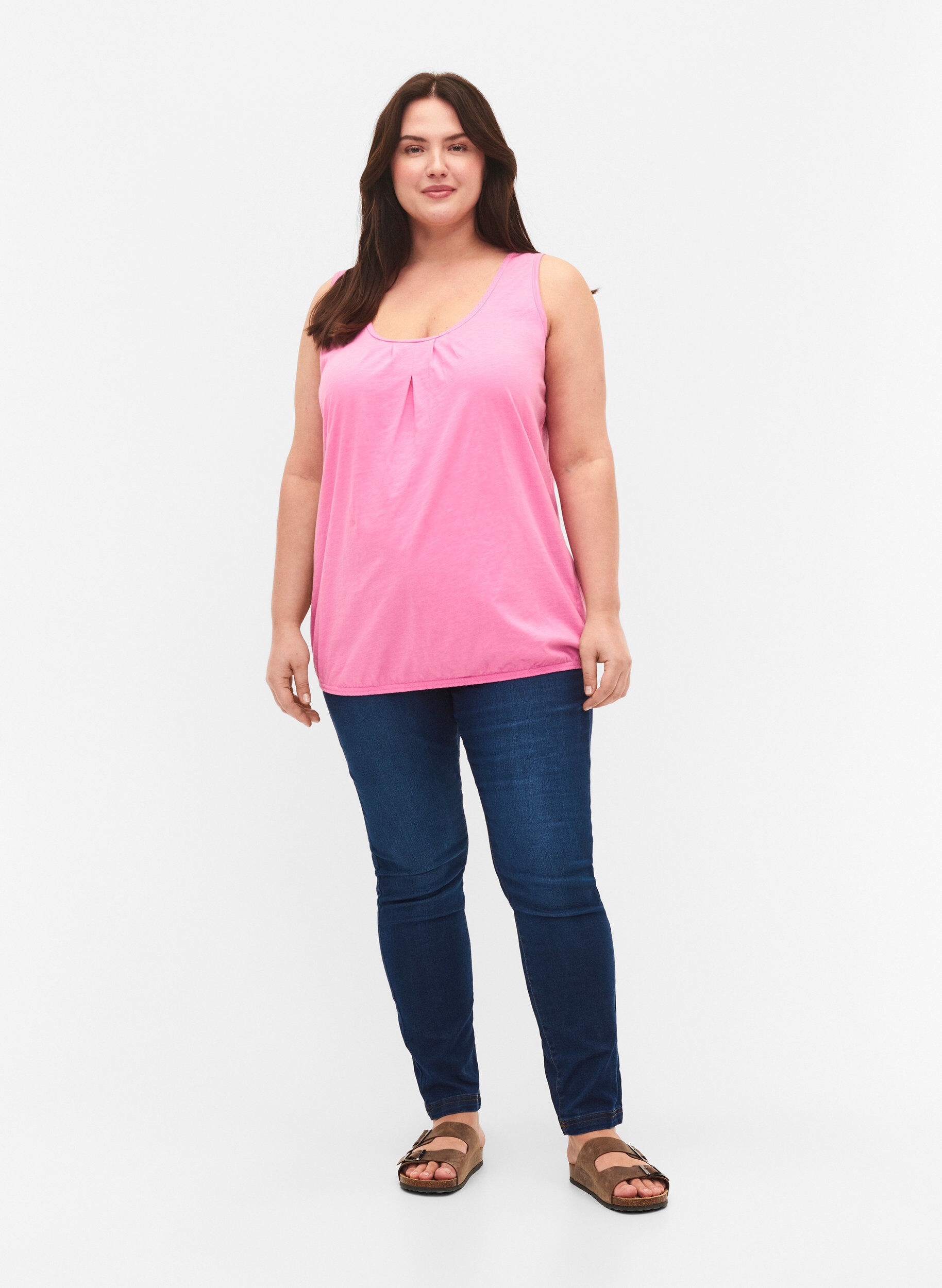 Zizzi Bomullstopp med blondekant, 2 stk., Rosebloom / Black, Model image number 2