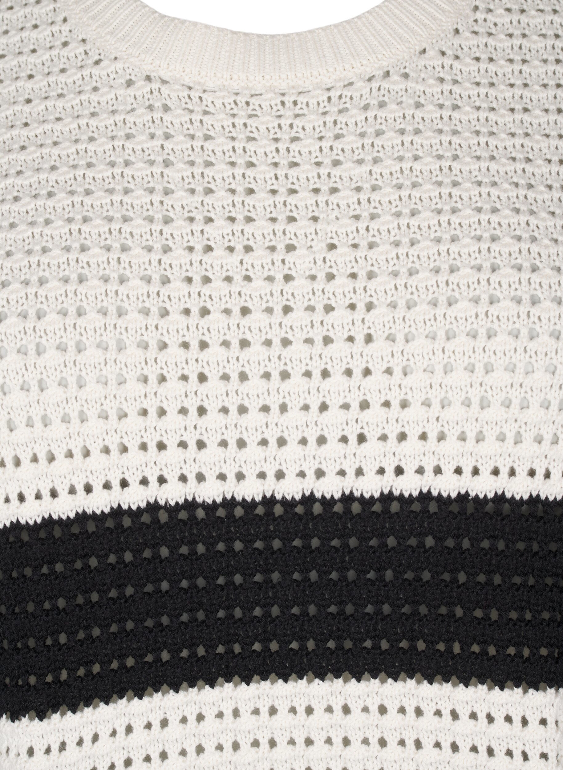 Zizzi Langermet stripete strikket bluse, Vanilje, Packshot image number 2