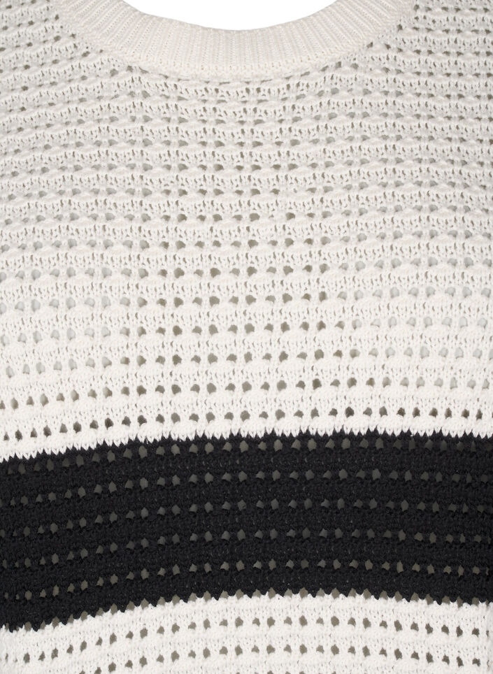 Langermet stripete strikket bluse, Vanilje, Packshot image number 2