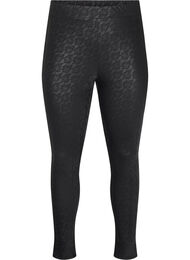 Imiterte skinnleggings med tekstur av blonder, Black AOP LACE