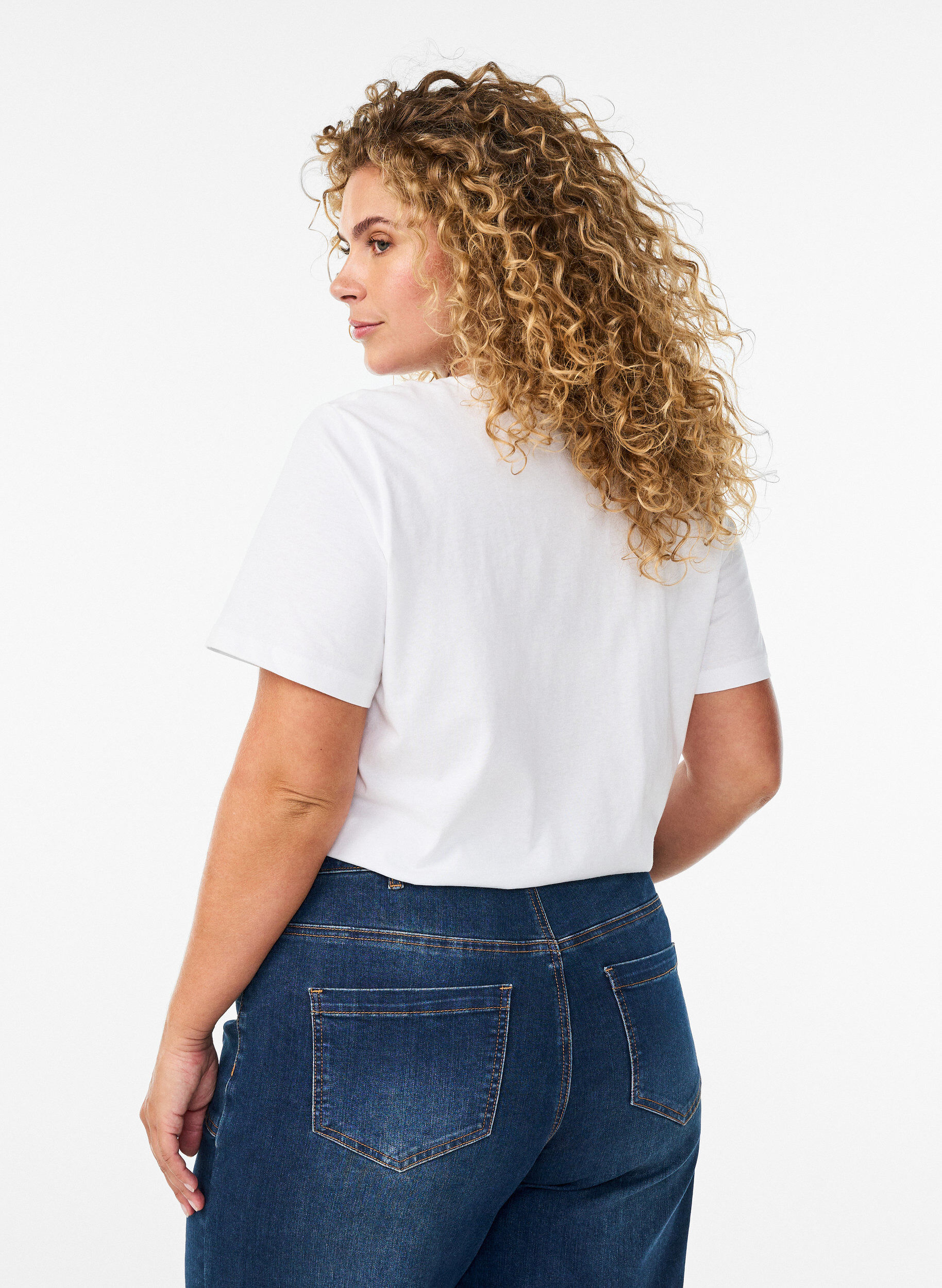 ZizziT-skjorte i &oslash;kologisk bomull med sitrustrykk, Hvit, Model image number 2