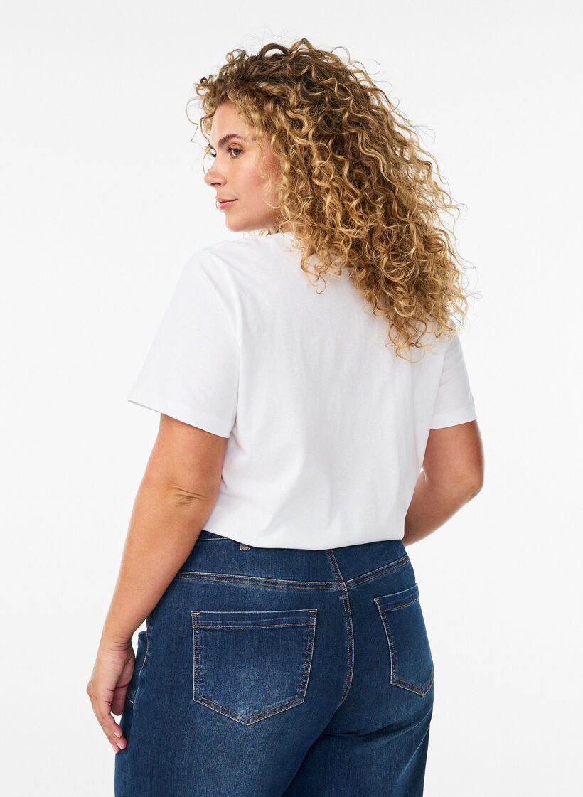 T-skjorte i &oslash;kologisk bomull med sitrustrykk, Hvit, Model image number 2