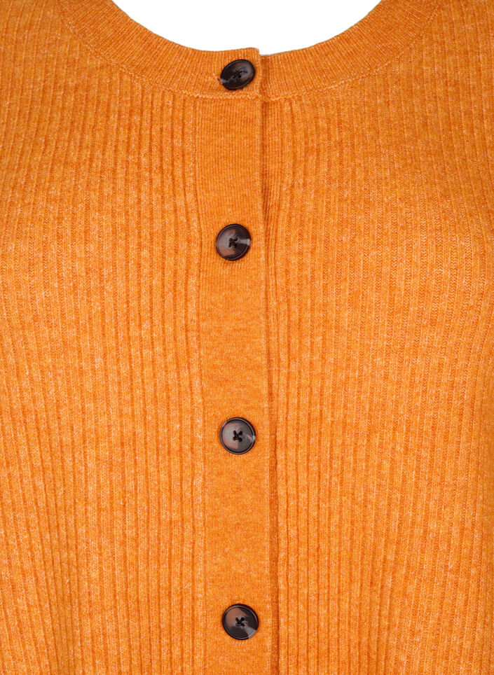 Ribbestrikket cardigan med knapper, Orange, Packshot image number 2
