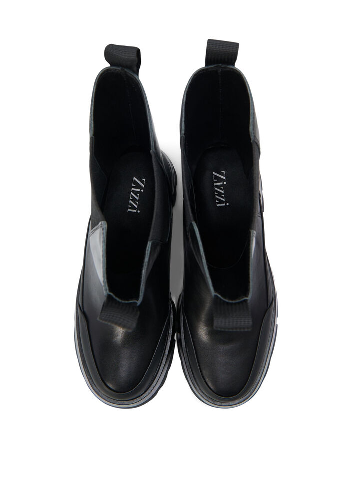 Skinnboot med chunky såle og bred passform, Black, Packshot