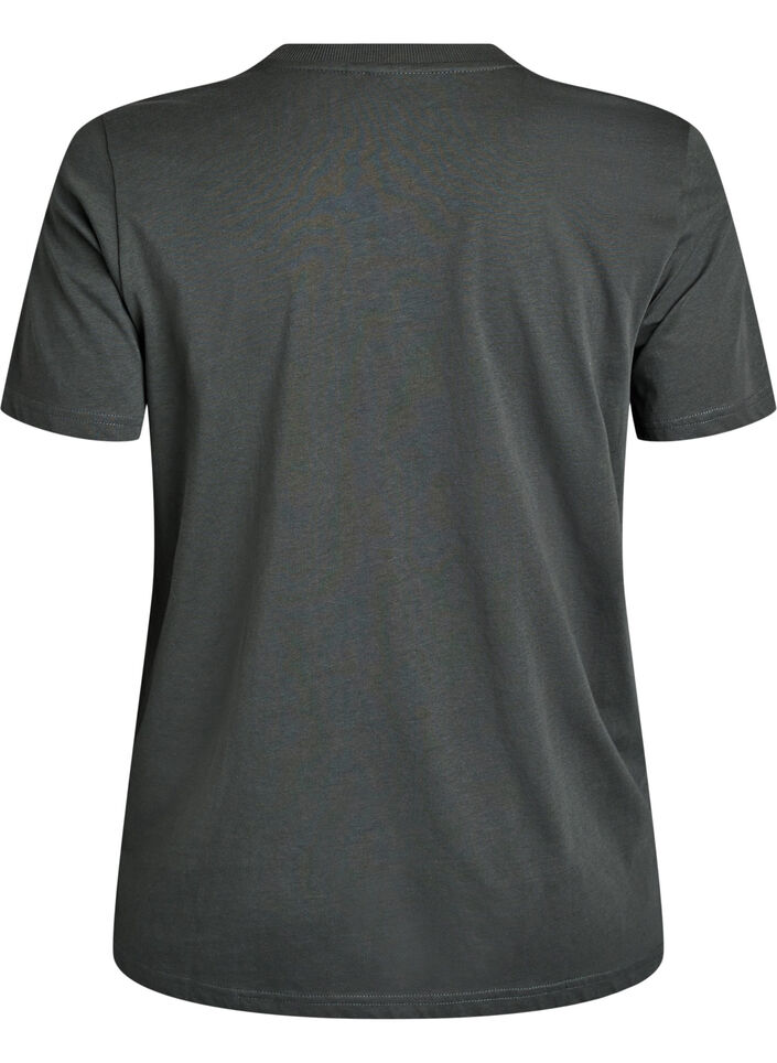 Basic T-skjorte i bomull med rund hals, Gr&oslash;nn, Packshot image number 1