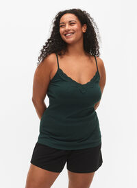 2-pakk ribbet natt toppar, Black/Scarab, Model