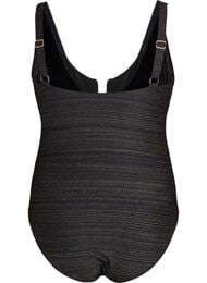 Badedrakt med teksturert stripe og detalj foran, Svart