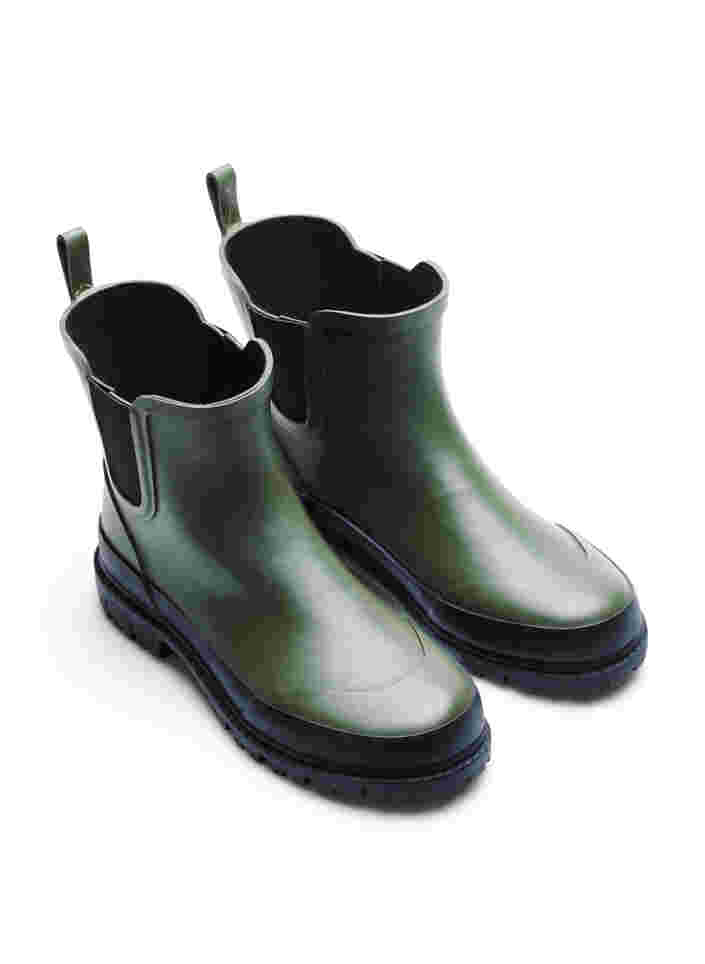 Korte gummistøvler med wide fit, Army Green/Black, Packshot image number 2