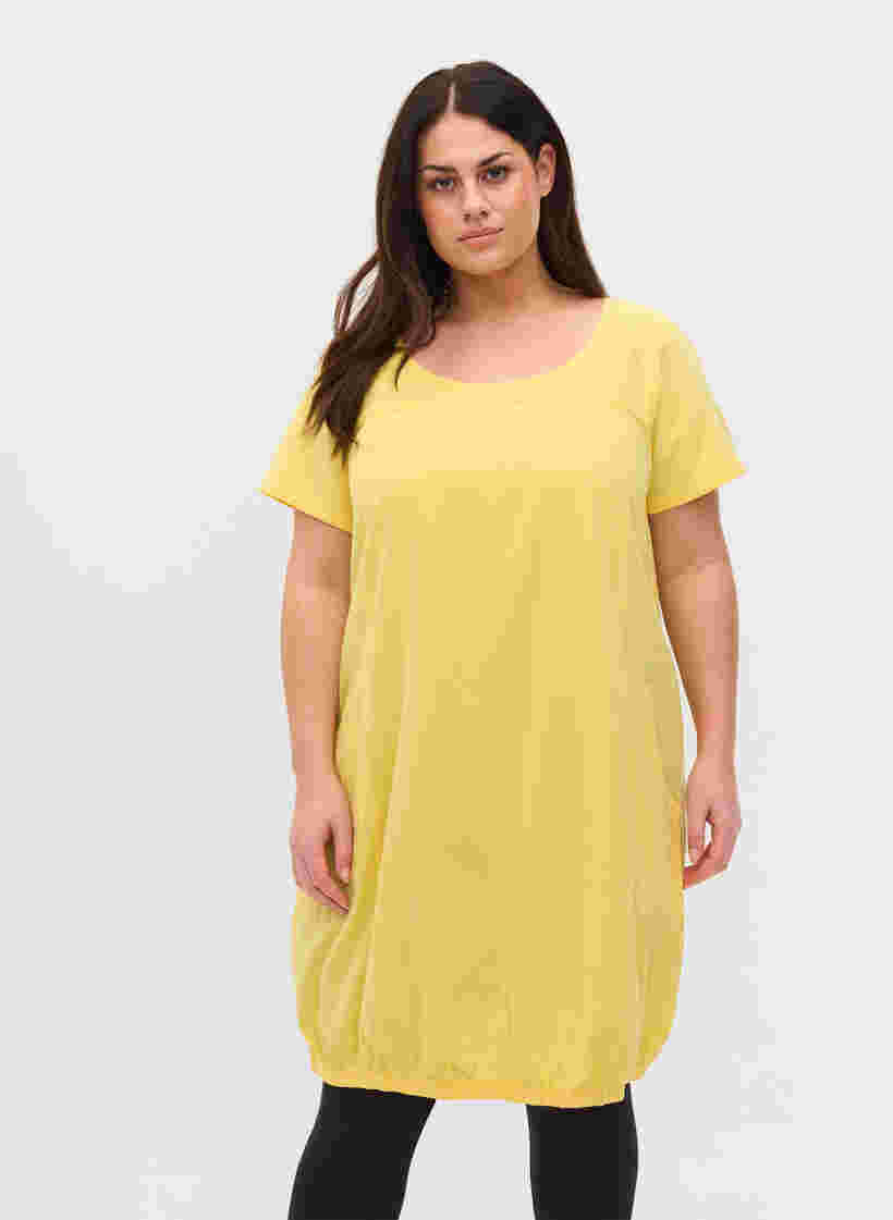 Kortermet kjole i bomull, Goldfinch, Model image number 0