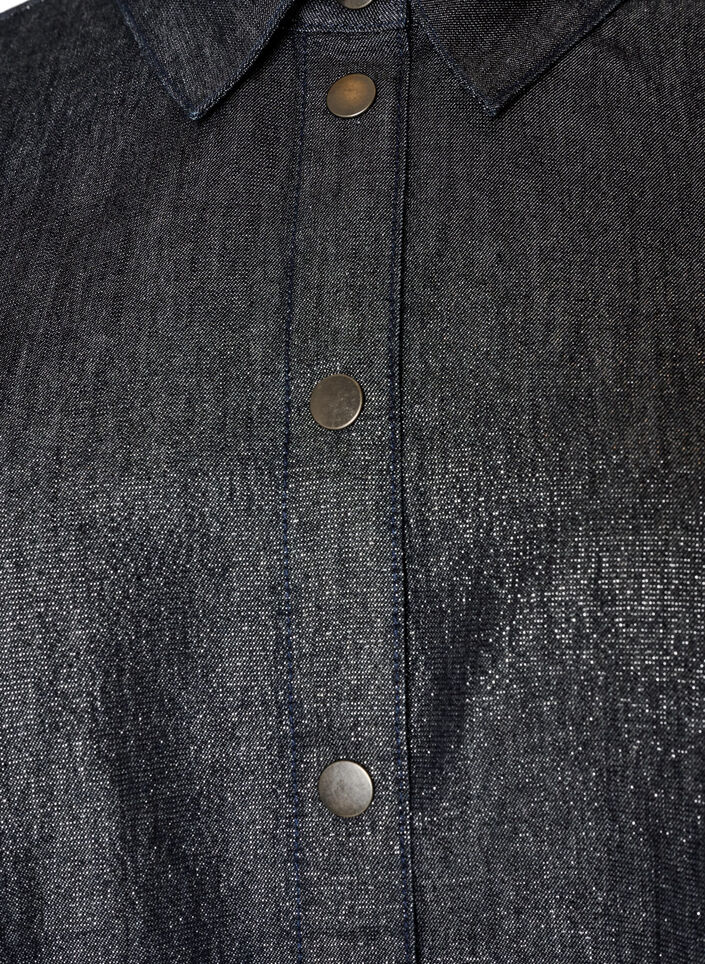 Denimskjorte med glittertr&aring;d og 3/4 ermer, Gr&aring;, Packshot image number 2