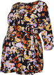 Viskosebluse til gravide med blomstermønster, Black Flower AOP, Packshot image number 0