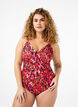 Badedrakt med trykk og omslagseffekt, Red Leopard AOP, Model image number 0