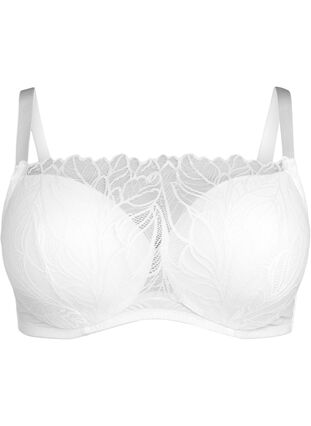 Zizzi Formpresset bøyle-BH med blonder detaljer, Hvit, Packshot image number 0