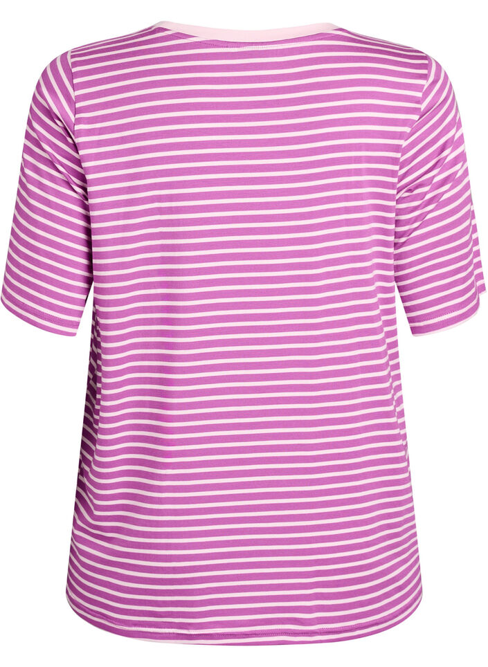 T-skjorte med TENCEL™ Lyocell og striper, Lilla, Packshot image number 1